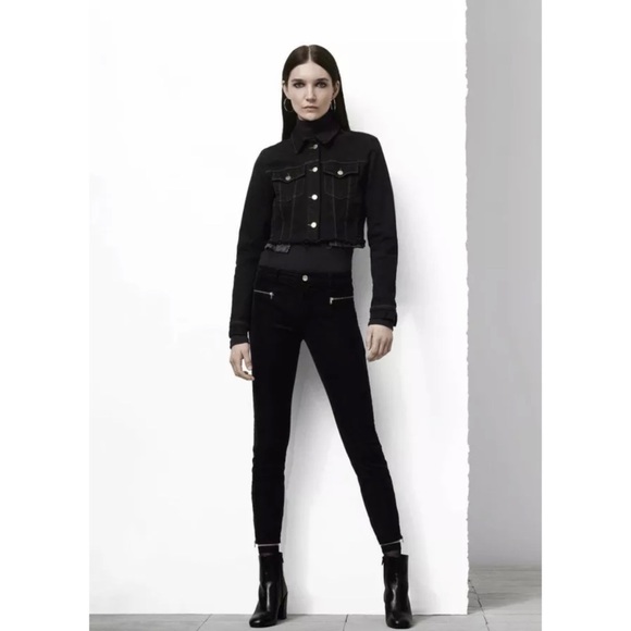J Brand Iselin Black Skinny Velveteen Cord Zip Pants